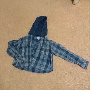 Blue Plaid Hoodie Shirt
